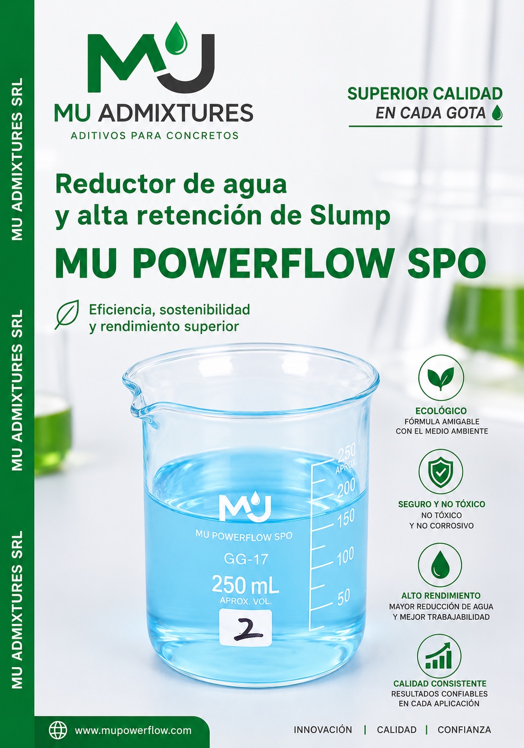 Muestra de laboratorio de MU PowerFlow SPO color azul claro